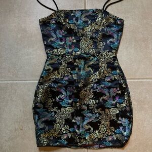 Satin Dragon print mini dress